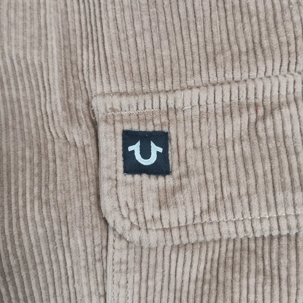 True Religion Cargo Pant Vintage Corduroy Mens 30 Tan Straight‎ Leg Horseshoe
